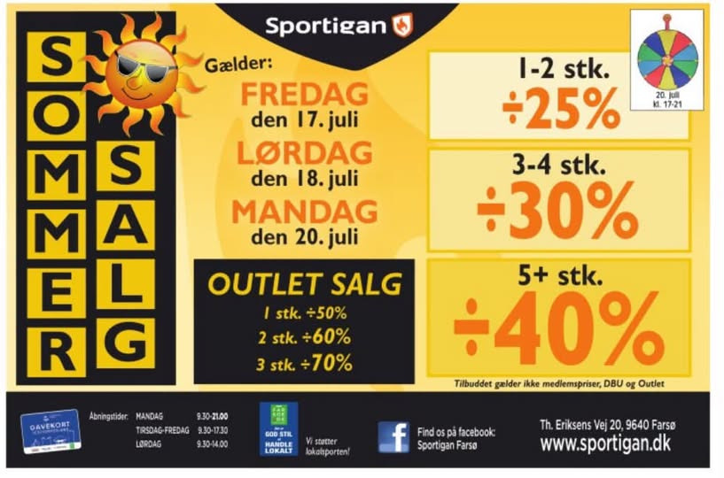 Sportigan Farsø har åbnet dørene med kæmpe rabatter
