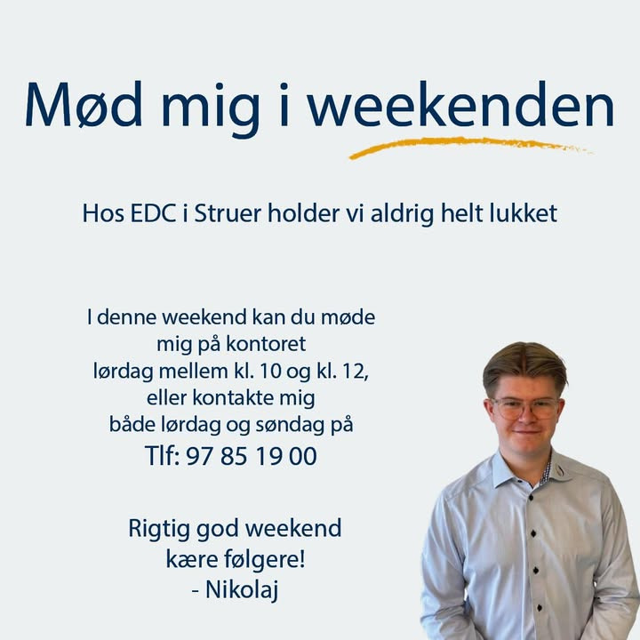 EDC Ejendomsgruppen Struer er tilgængelig for fremvisninger i weekenden