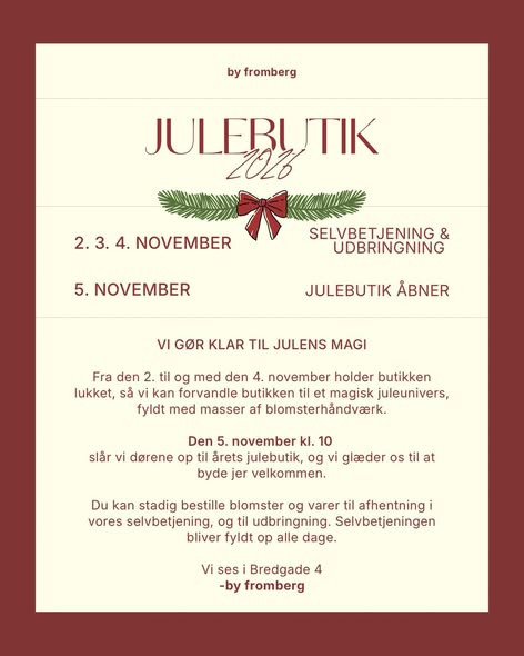 by fromberg åbner årets julebutik den 5. november i Bredgade 4