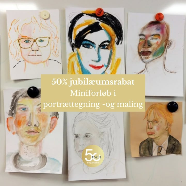 Fokus Folkeoplysning tilbyder miniforløb i portrættegning til jubilæumspris