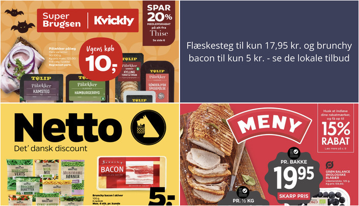 Flæskesteg til kun 17,95 kr. og brunchy bacon til kun 5 kr. - se de lokale tilbud