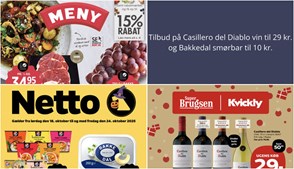 Tilbud på Casillero del Diablo vin til 29 kr. og Bakkedal smørbar til 10 kr.