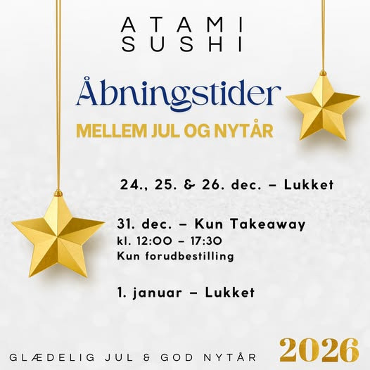 Atami Viborg annoncerer åbningstider og nytårsmenuer 2025