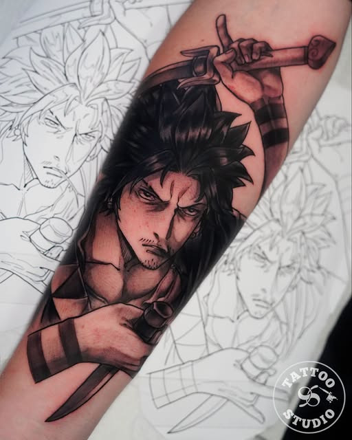 Tattoo Studio 96 Aarhus viser anime tattoo af Bar