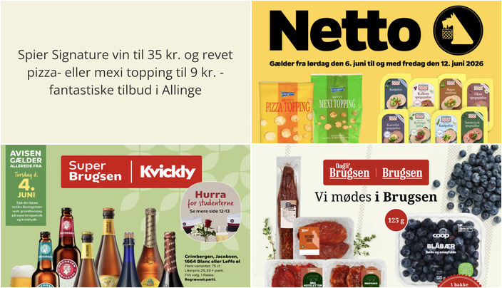 Spier Signature vin til 35 kr. og revet pizza- eller mexi topping til 9 kr. - fantastiske tilbud i Allinge