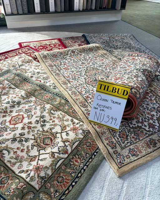 Viborg Gulvforum sælger Queen tæpper som restparti til 399 kr.