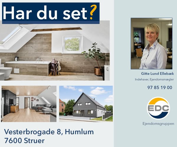 Renoveret villa på Vesterbrogade i Humlum til salg hos EDC Ejendomsgruppen Struer