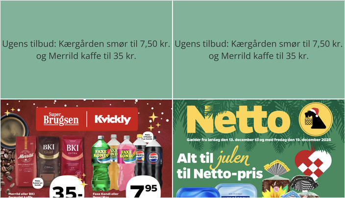 Ugens tilbud: Kærgården smør til 7,50 kr. og Merrild kaffe til 35 kr.