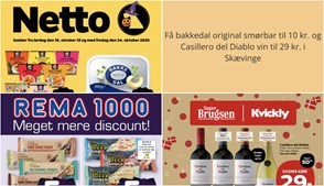 Få bakkedal original smørbar til 10 kr. og Casillero del Diablo vin til 29 kr. i Skævinge