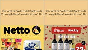 Stor rabat på Casillero del Diablo vin til 29 kr. og Bakkedal smørbar til kun 10 kr.