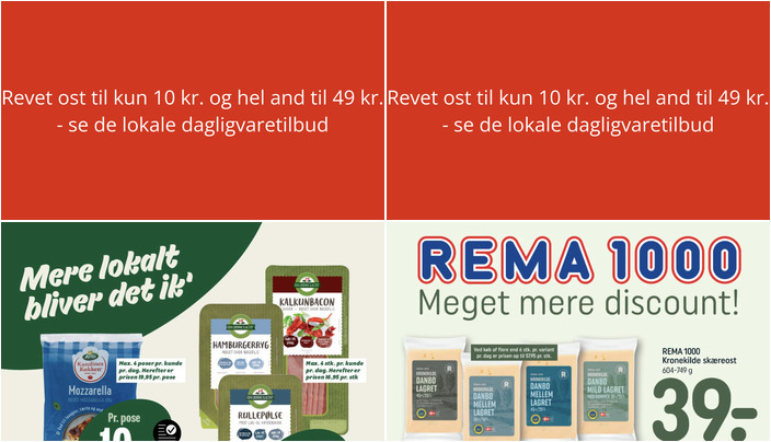 Revet ost til kun 10 kr. og hel and til 49 kr. - se de lokale dagligvaretilbud