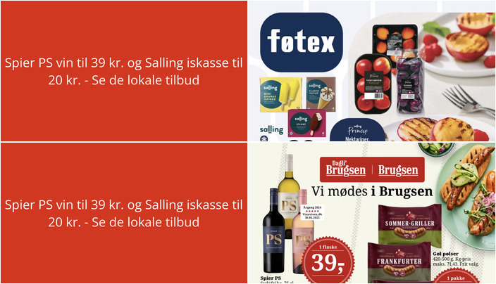Spier PS vin til 39 kr. og Salling iskasse til 20 kr. - Se de lokale tilbud