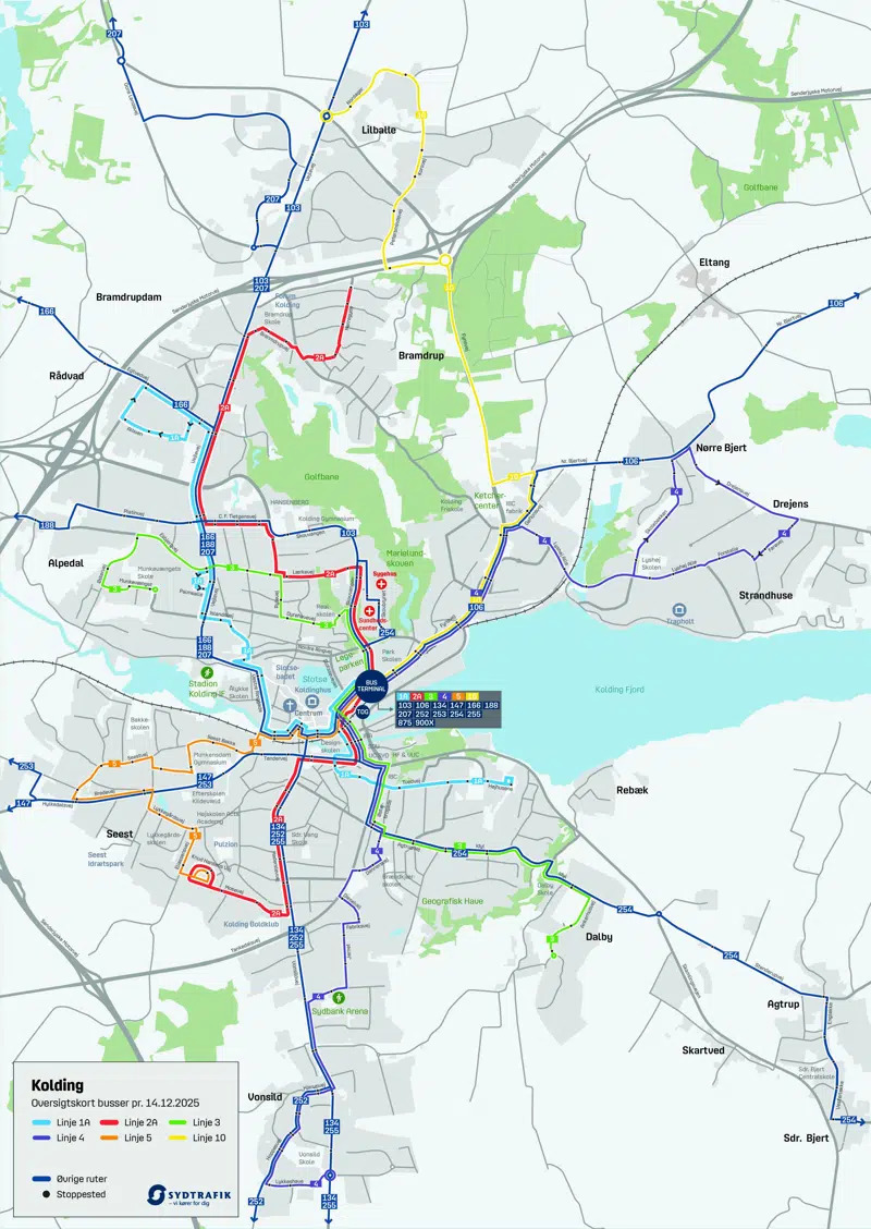 Kolding får nyt busnet med flere afgange, direkte ruter og flexrute-tilbud til Bramdrupdam