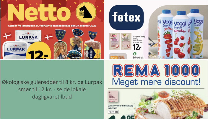 Økologiske gulerødder til 8 kr. og Lurpak smør til 12 kr. - se de lokale dagligvaretilbud