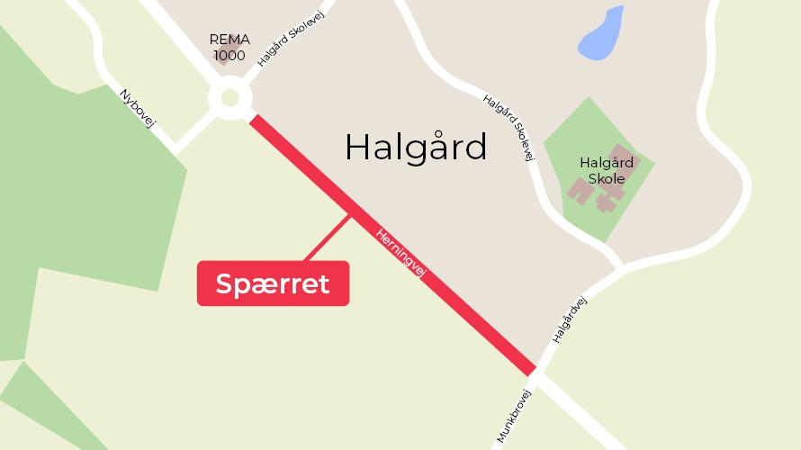 Holstebro Kommune spærrer Herningvej ved Halgård i ti dage på grund af asfaltarbejde