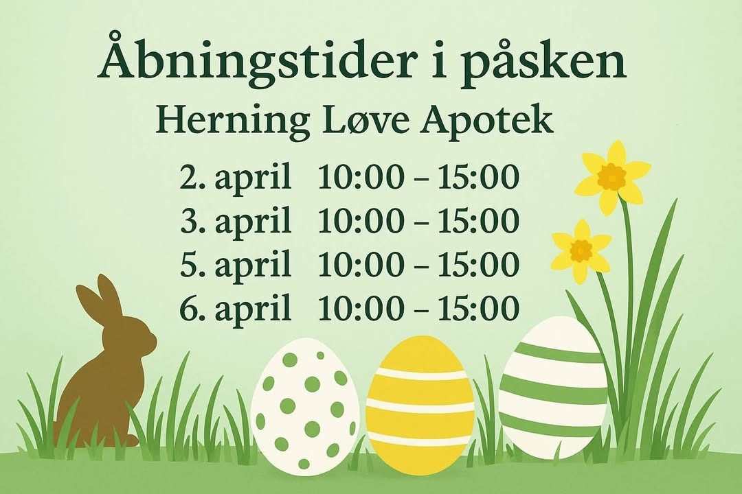 Herning Løve Apotek annoncerer ændrede åbningstider i påsken