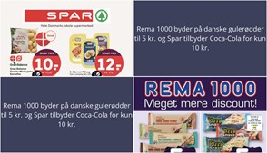 Rema 1000 byder på danske gulerødder til 5 kr. og Spar tilbyder Coca-Cola for kun 10 kr.