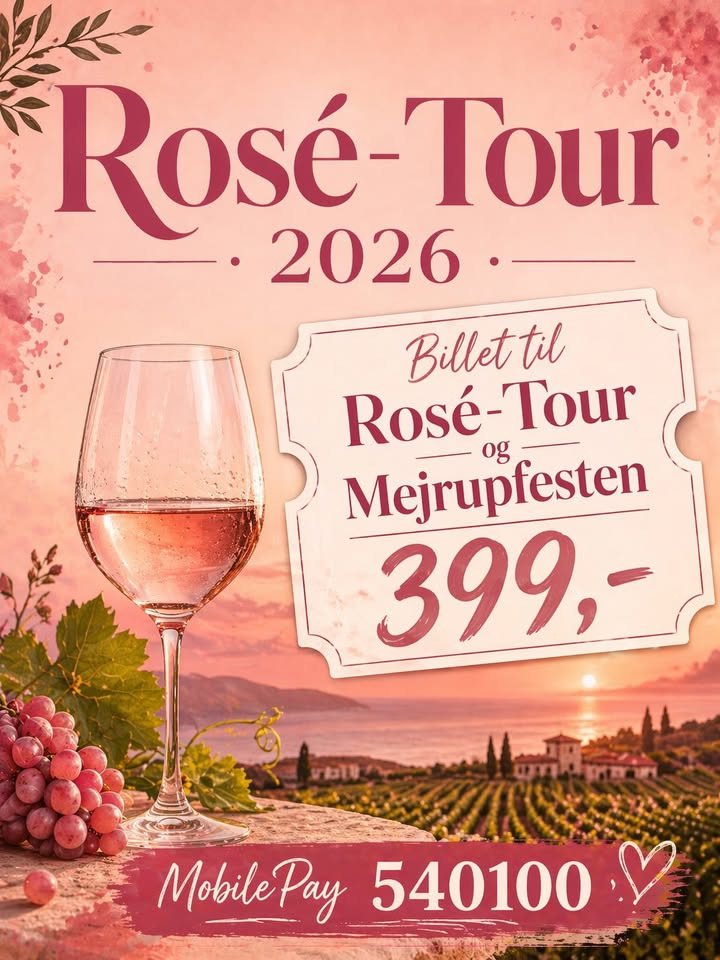 Mejrup Kultur- og Fritidscenter inviterer til Rosé-Tour og Mejrupfesten 2026: Få billetter nu!