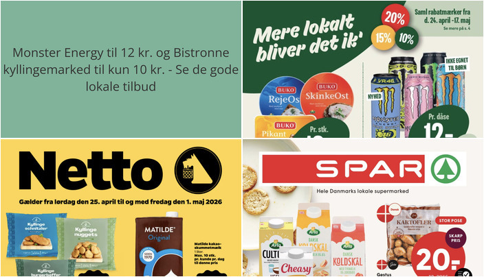Monster Energy til 12 kr. og Bistronne kyllingemarked til kun 10 kr. - Se de gode lokale tilbud