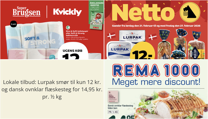 Lokale tilbud: Lurpak smør til kun 12 kr. og dansk ovnklar flæskesteg for 14,95 kr. pr. ½ kg
