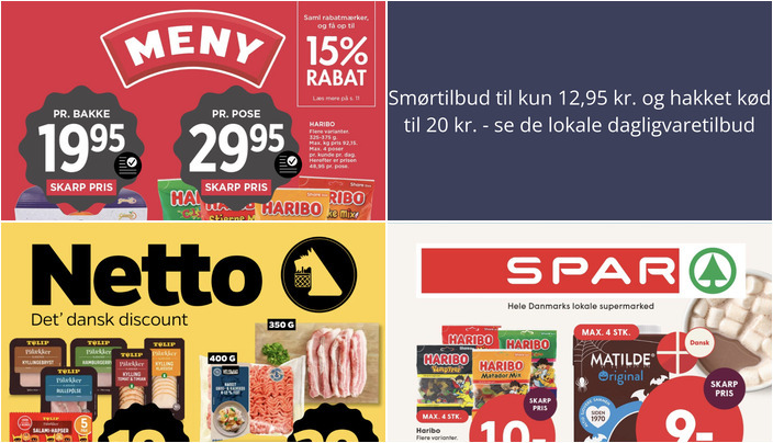 Smørtilbud til kun 12,95 kr. og hakket kød til 20 kr. - se de lokale dagligvaretilbud