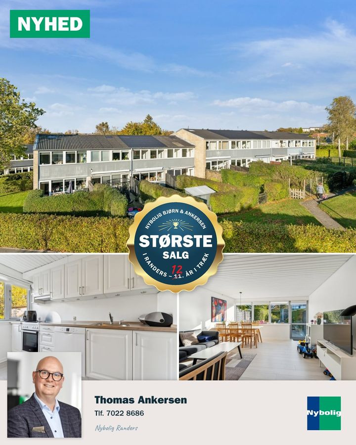 Nybolig Bjørn & Ankersen præsenterer indflytningsklart rækkehus på Nålemagervej i Randers NV