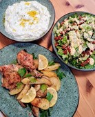 Njordkøkken byder på citronmarineret kylling med krydrede kartofler og tzatziki til afhentning tirsdag