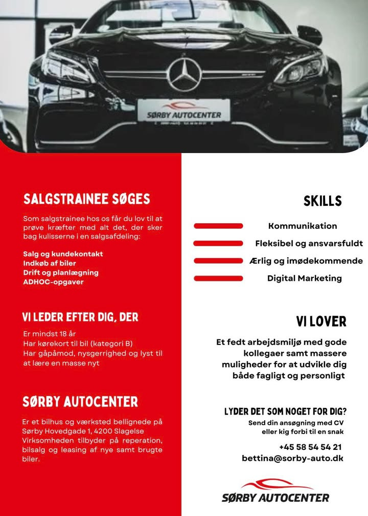 Sørby Autocenter søger engageret salgstrainee til bilbranchen