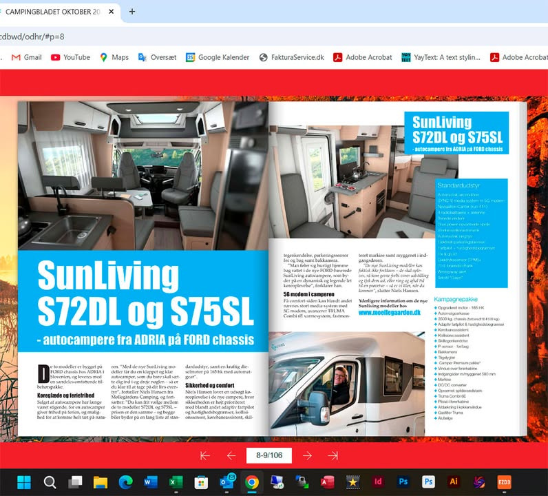 Sun Living modeller præsenteret i oktober-udgave af Campingbladet hos Møllegårdens Camping