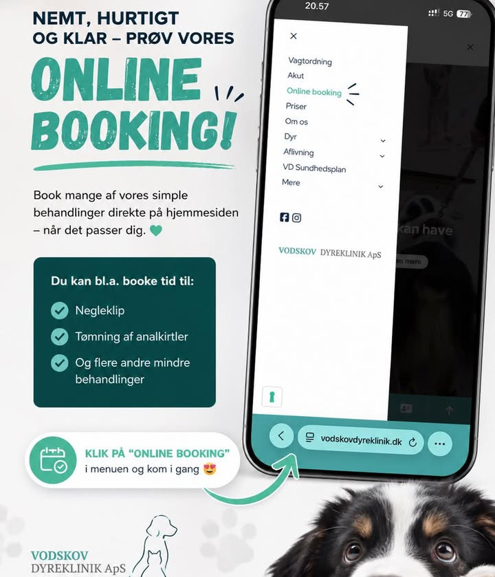 Brunder Dyrehospital ApS tilbyder online booking af simple behandlinger