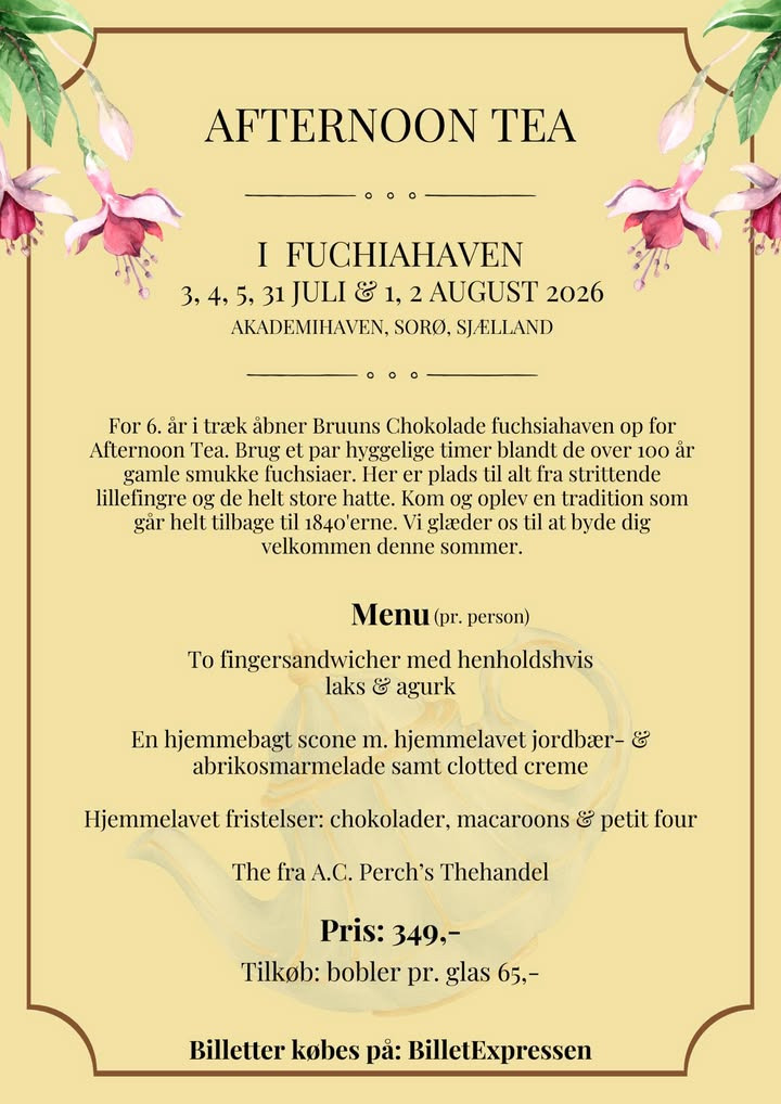 Bruuns Chokolade annoncerer ekstra weekend for afternoon tea i 2026