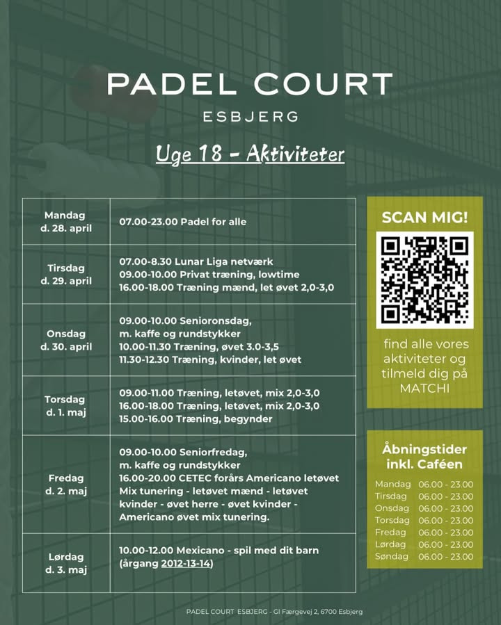 Padel Court Esbjerg byder på spændende aktiviteter denne uge