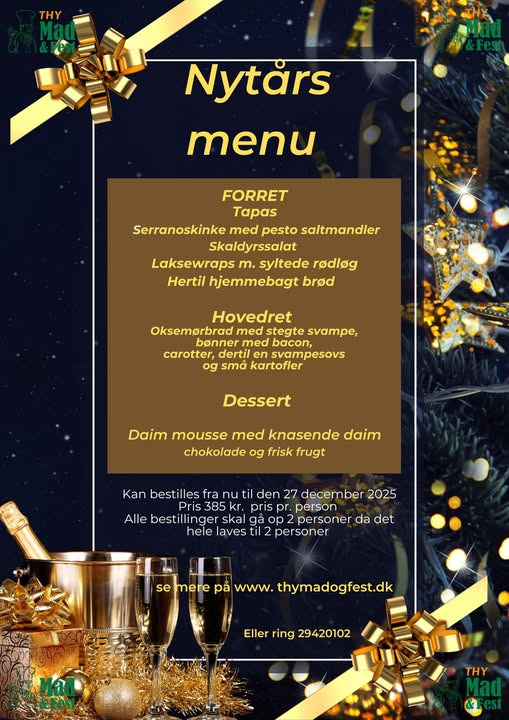 Sidste chance for at bestille nytårsmenuen hos Thy Mad & Fest