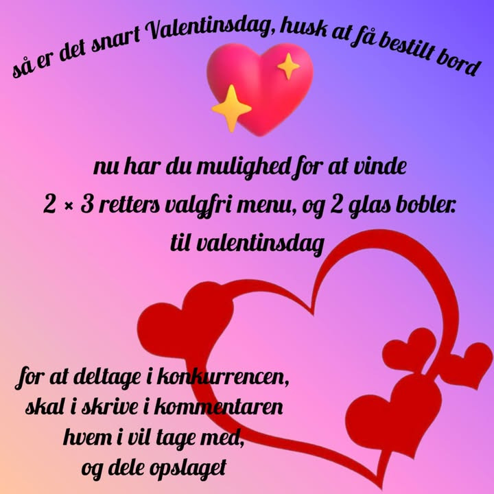 Pandekagekroen opfordrer til tidlig reservation til Valentinsdag med vin-tilbud og sikker konkurrence