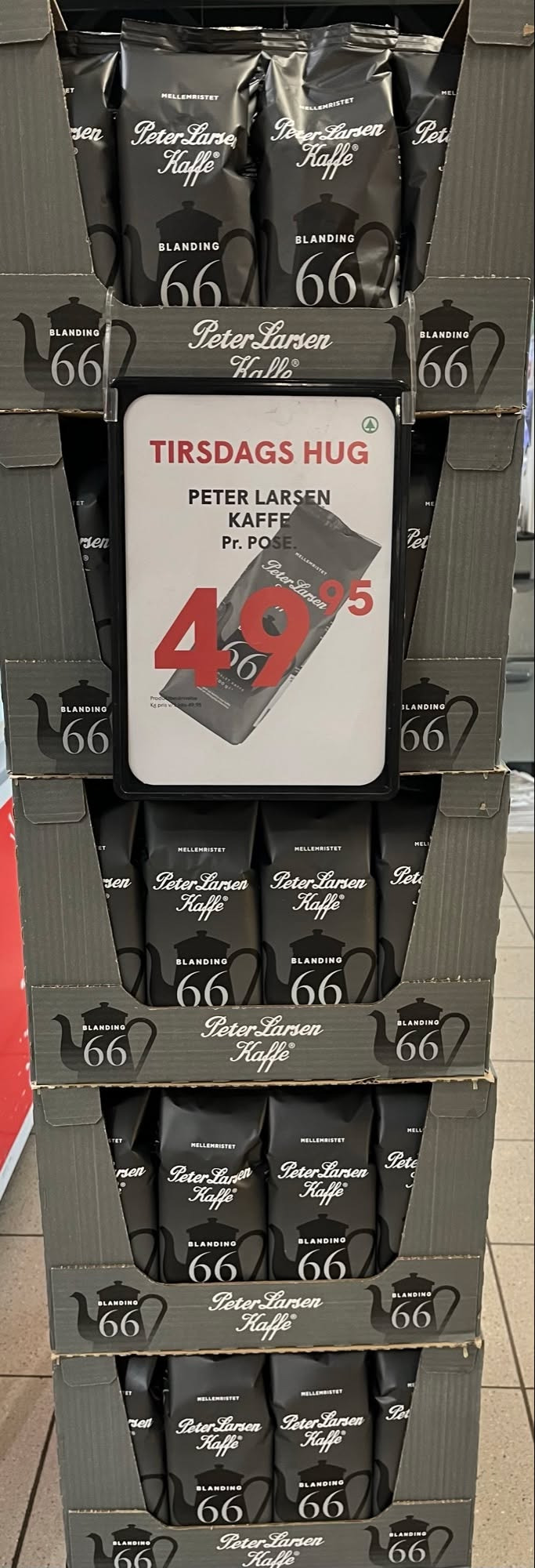 Spar Fårup tilbyder Grå Peter Larsen kaffe til fantasipris i Ja tak tilbud