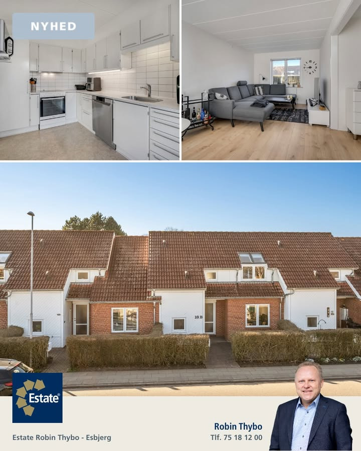 Estate Robin Thybo Esbjerg & Varde præsenterer lyst og velholdt rækkehus til salg i rolige omgivelser