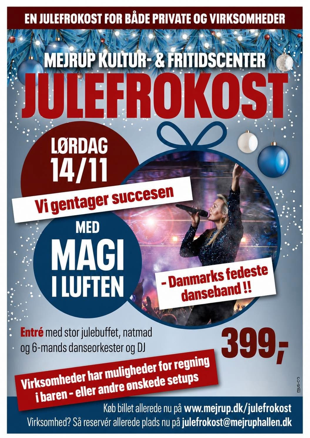 Mejrup Kultur- og Fritidscenter åbner billetsalget til julefrokost 2026