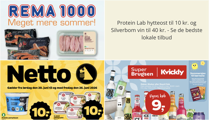 Protein Lab hytteost til 10 kr. og Silverbom vin til 40 kr. - Se de bedste lokale tilbud