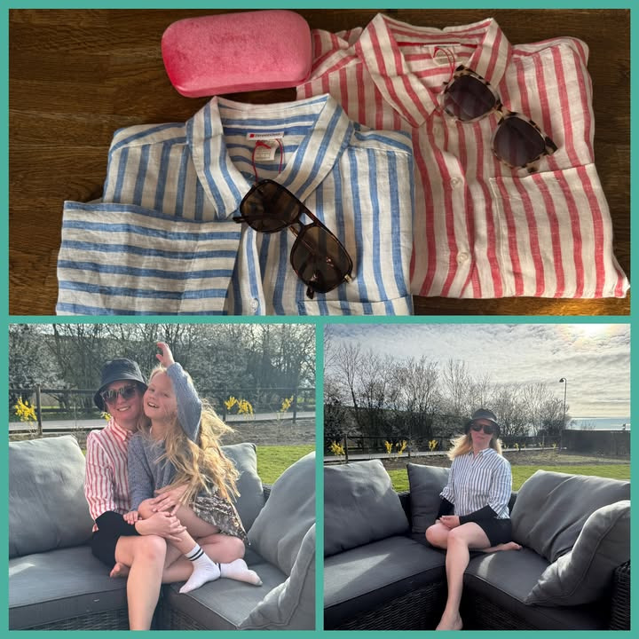 Butik Mille fremviser dagens outfit med hør-skjorter og sommerhatte