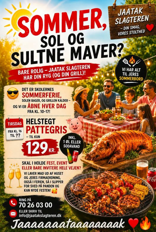 Jaataak Slagteren serverer all you can eat helstegt pattegris hver tirsdag