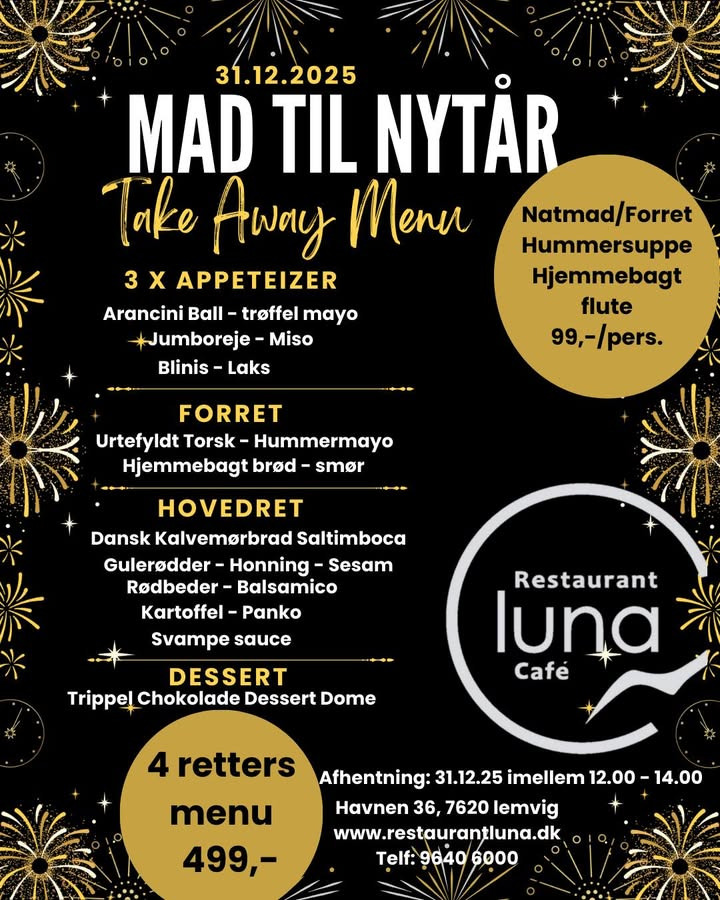 Restaurant Luna Lemvig tilbyder nem nytårsaften med mad og vin