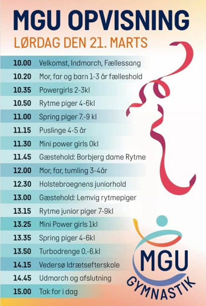 Mejrup Kultur- og Fritidscenters gymnastikopvisning byder på spændende besøg fra nærområdet