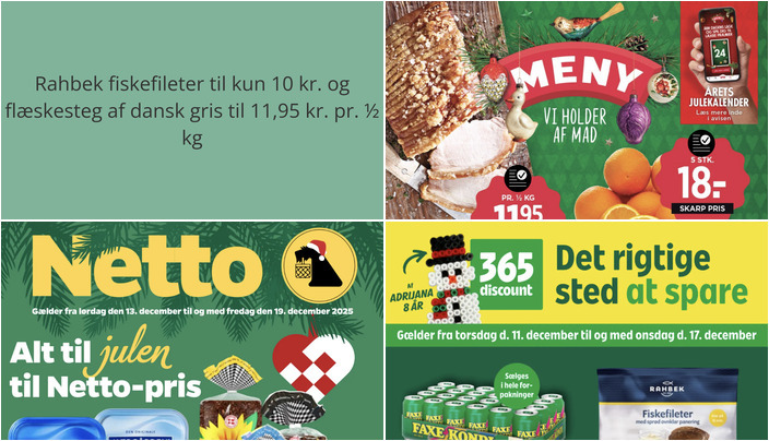 Rahbek fiskefileter til kun 10 kr. og flæskesteg af dansk gris til 11,95 kr. pr. ½ kg