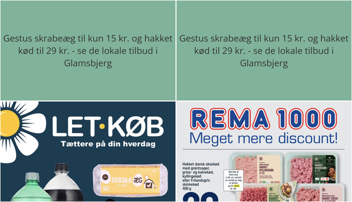 Gestus skrabeæg til kun 15 kr. og hakket kød til 29 kr. - se de lokale tilbud i Glamsbjerg