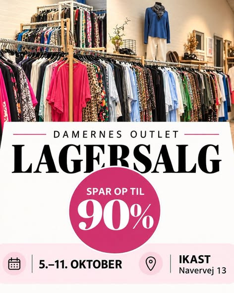 Lagersalg.com fremhæver op til 90% rabat på damemode hos Damernes Outlet i Ikast