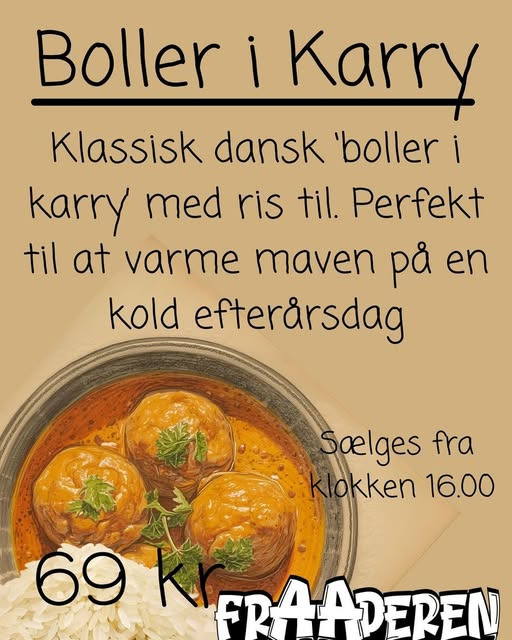 FrAAderen tilbyder boller i karry til aftenmenuen i dag