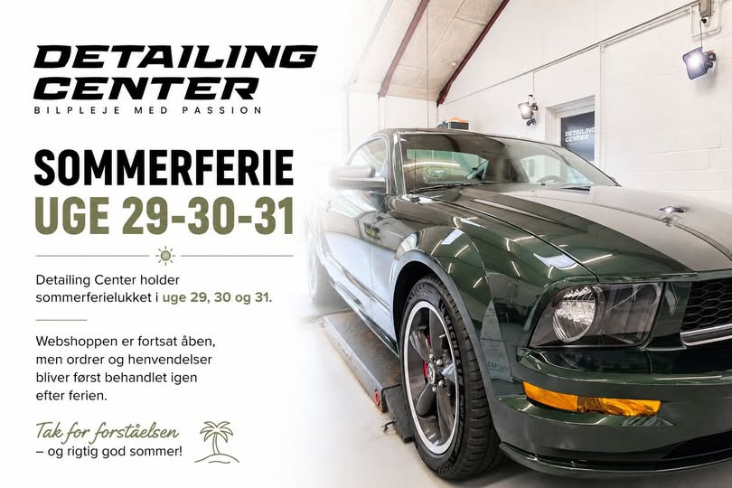 Detailing Center holder ferielukket i uge 29, 30 og 31