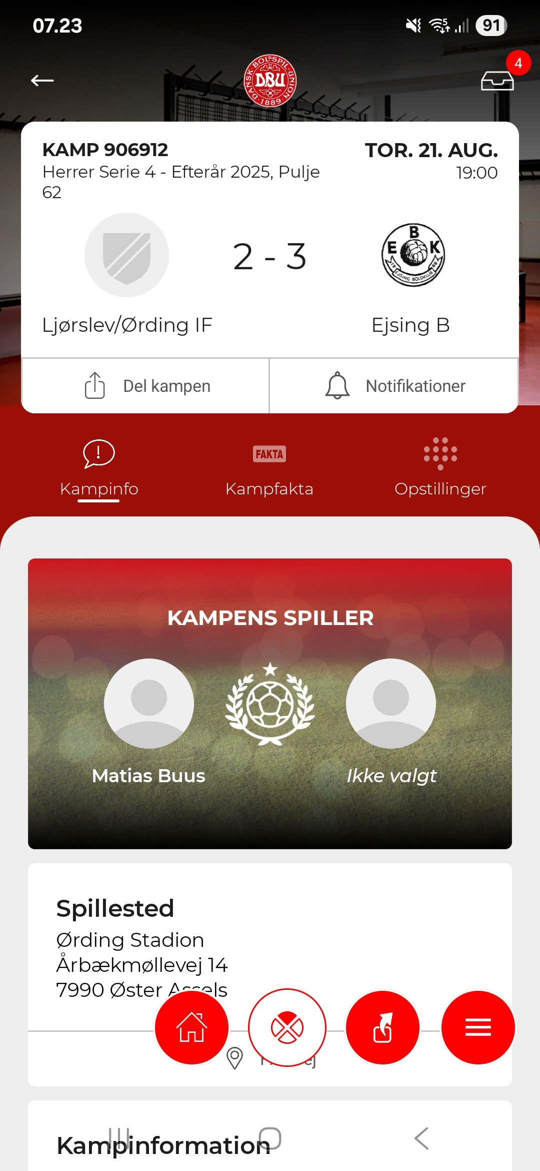Ljørslev/Ørding IF lider knebent nederlag mod Ejsing B i intens kamp
