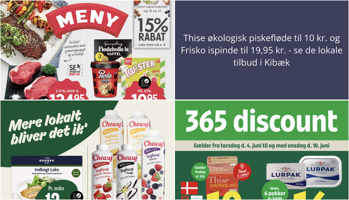 Thise økologisk piskefløde til 10 kr. og Frisko ispinde til 19,95 kr. - se de lokale tilbud i Kibæk