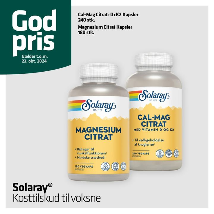 Vejlby Apotek tilbyder Solaray kosttilskud til ekstra gode priser frem til 23. oktober